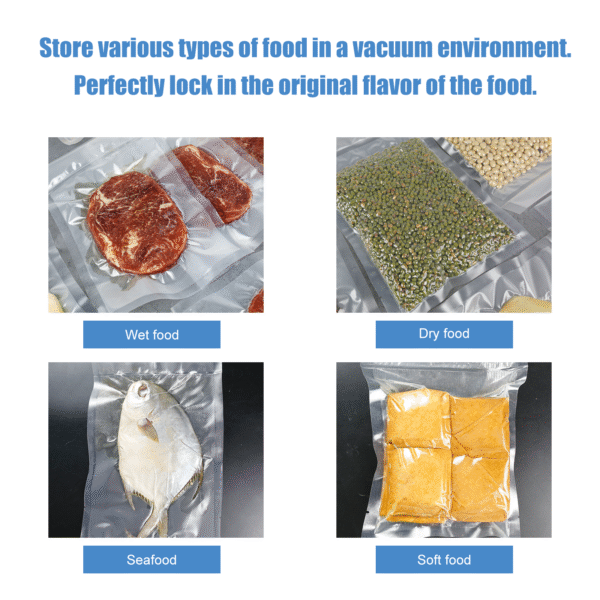 Vacuum Sealer Bags Industrial Chamber Heat Seal Food Grade Freezer Storage Offset Printing PE Disposable Plastic Packing 7*12cm