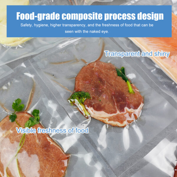 +PE Plastic Heat Seal Disposable Silk Screen Printed Vacuum Cooked Food Bags 28x38cm for Food Storage and Freezing